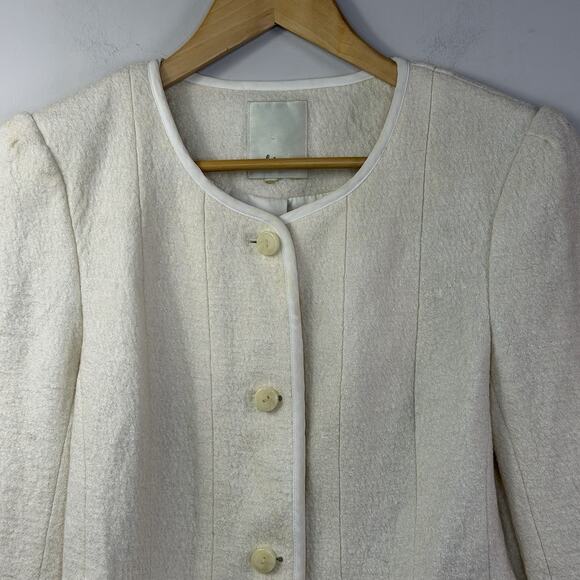 Anthropologie Elevenses Francie Cream Blazer Jacket Size 14 READ Peplum Hem - Picture 3 of 11